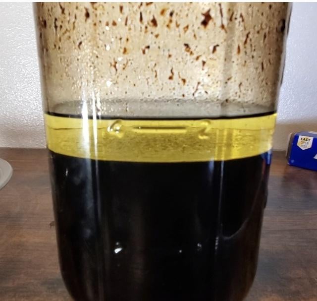 Solvent that is ready to be siphoned for freezing